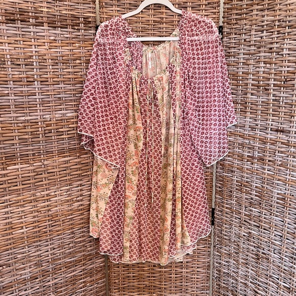 Free People Because I Love You! Printed Oversized Tunic Dress Sheer Large - Picture 9 of 11